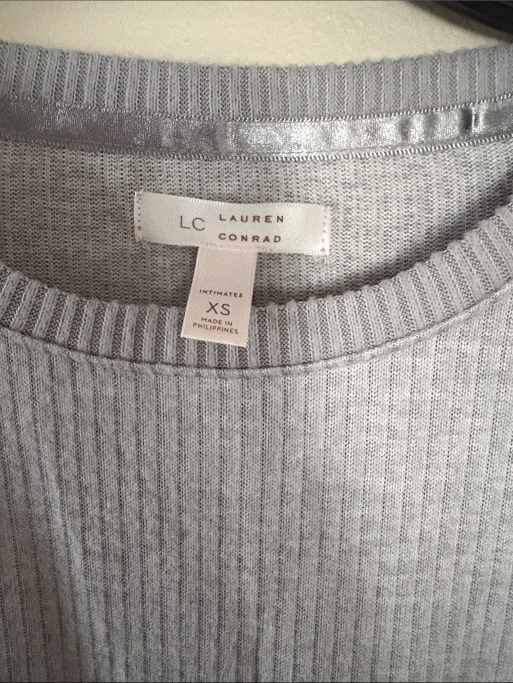 LC Lauren Conrad Light Gray Ribbed Lounge Pajama Set - Picture 3 of 6